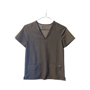 Figs V-Neck Casma Three-Pocket Scrub Top Graphite Women Size XS
